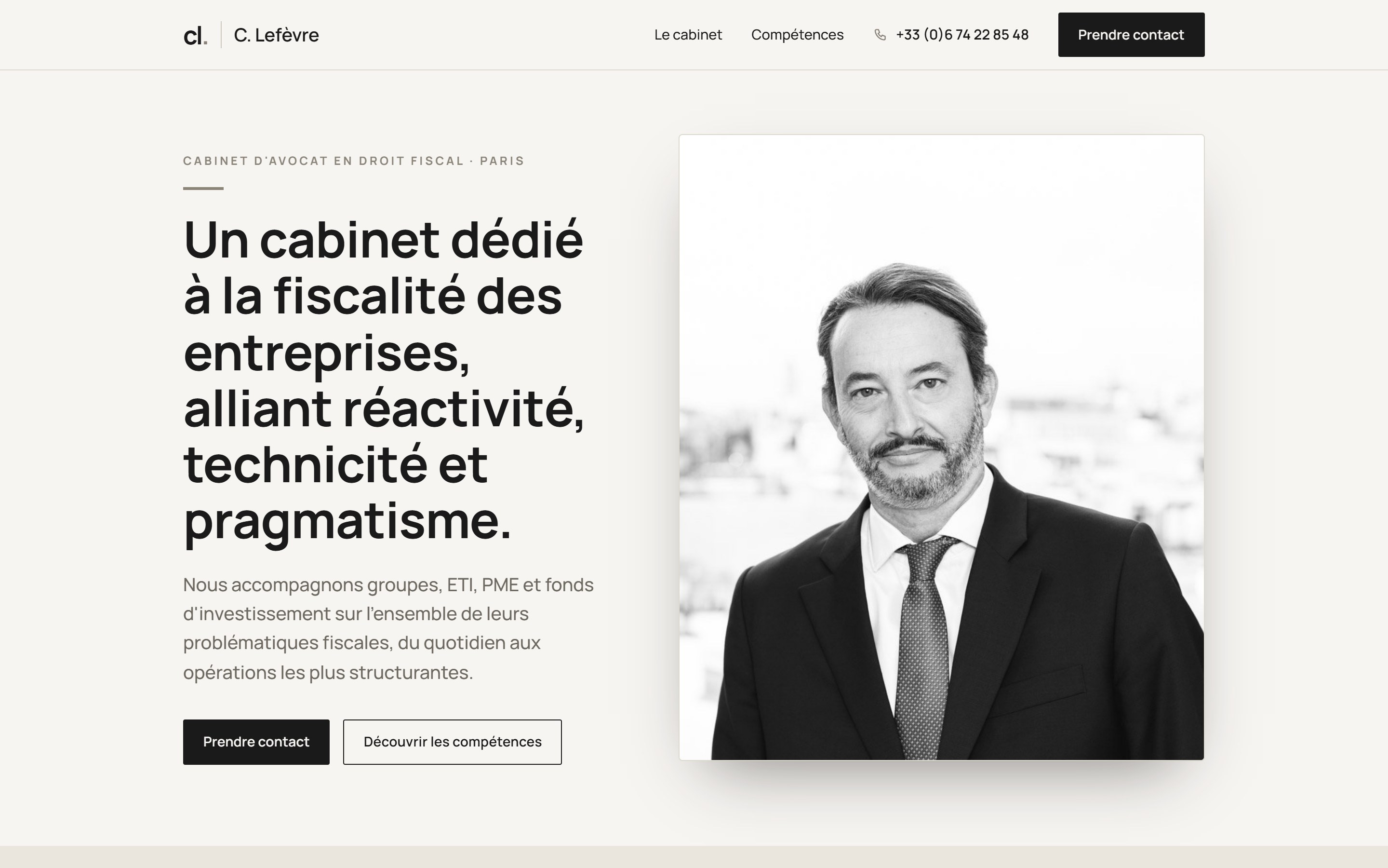 Site internet créé par Gallia Lex pour Christophe Lefèvre